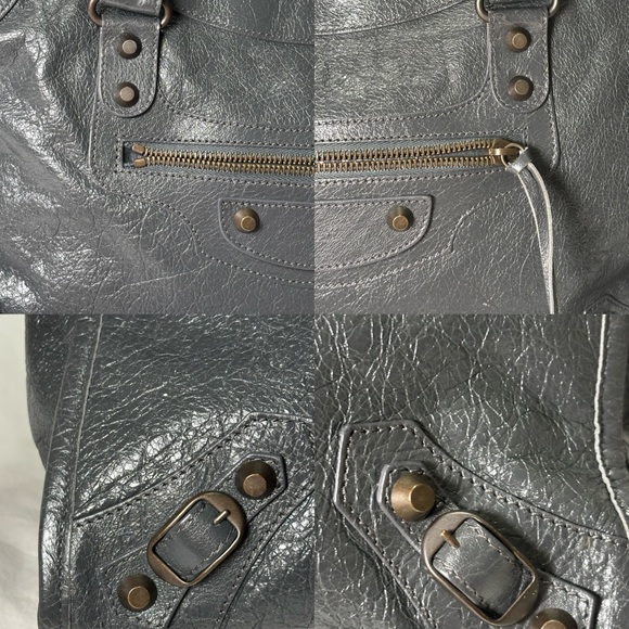 BALENCIAGA The City bag 2way Handbag Leather Gray 115748 Y2K Editors Authentic - Picture 7 of 15